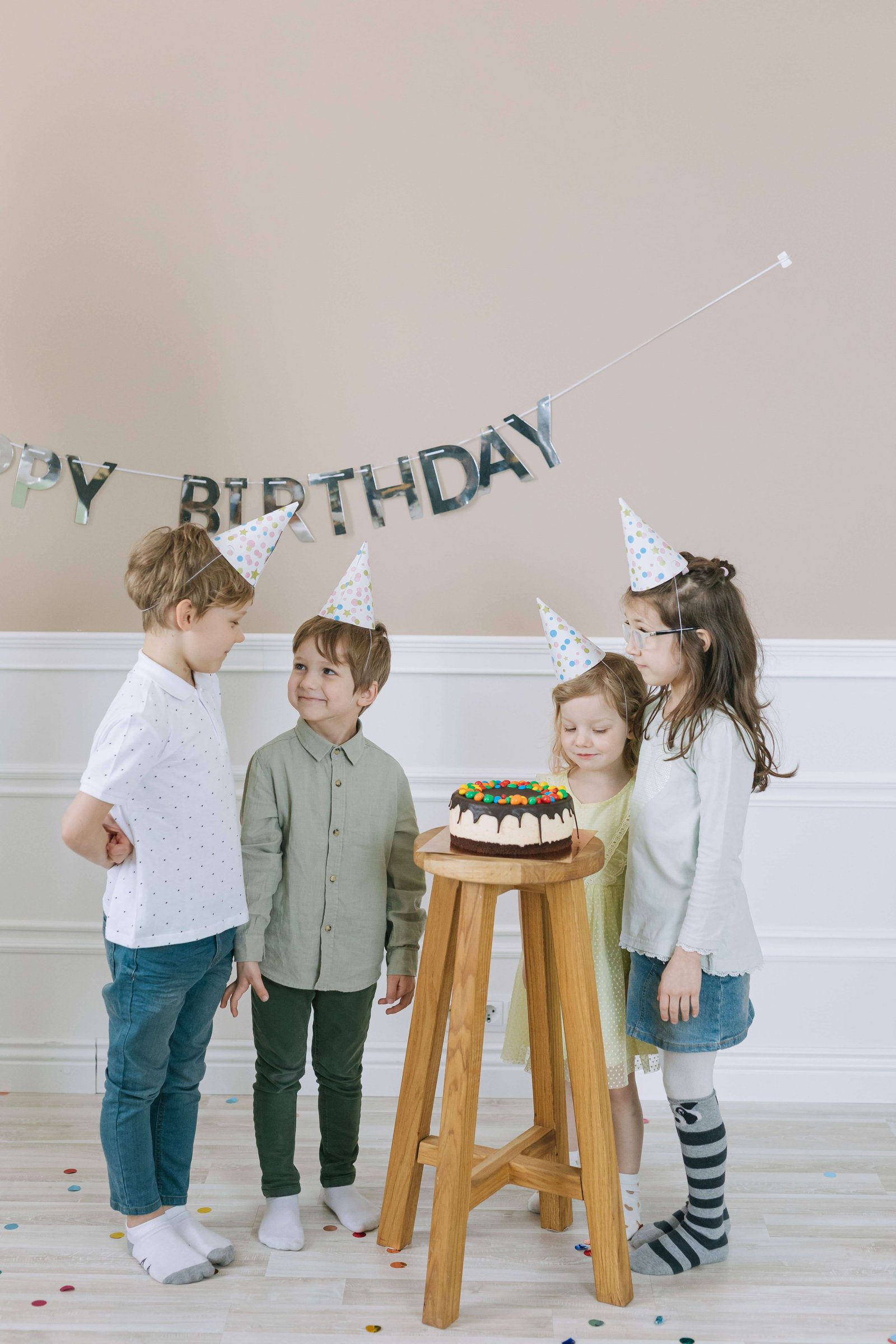 Colorful birthday balloons and party decorations