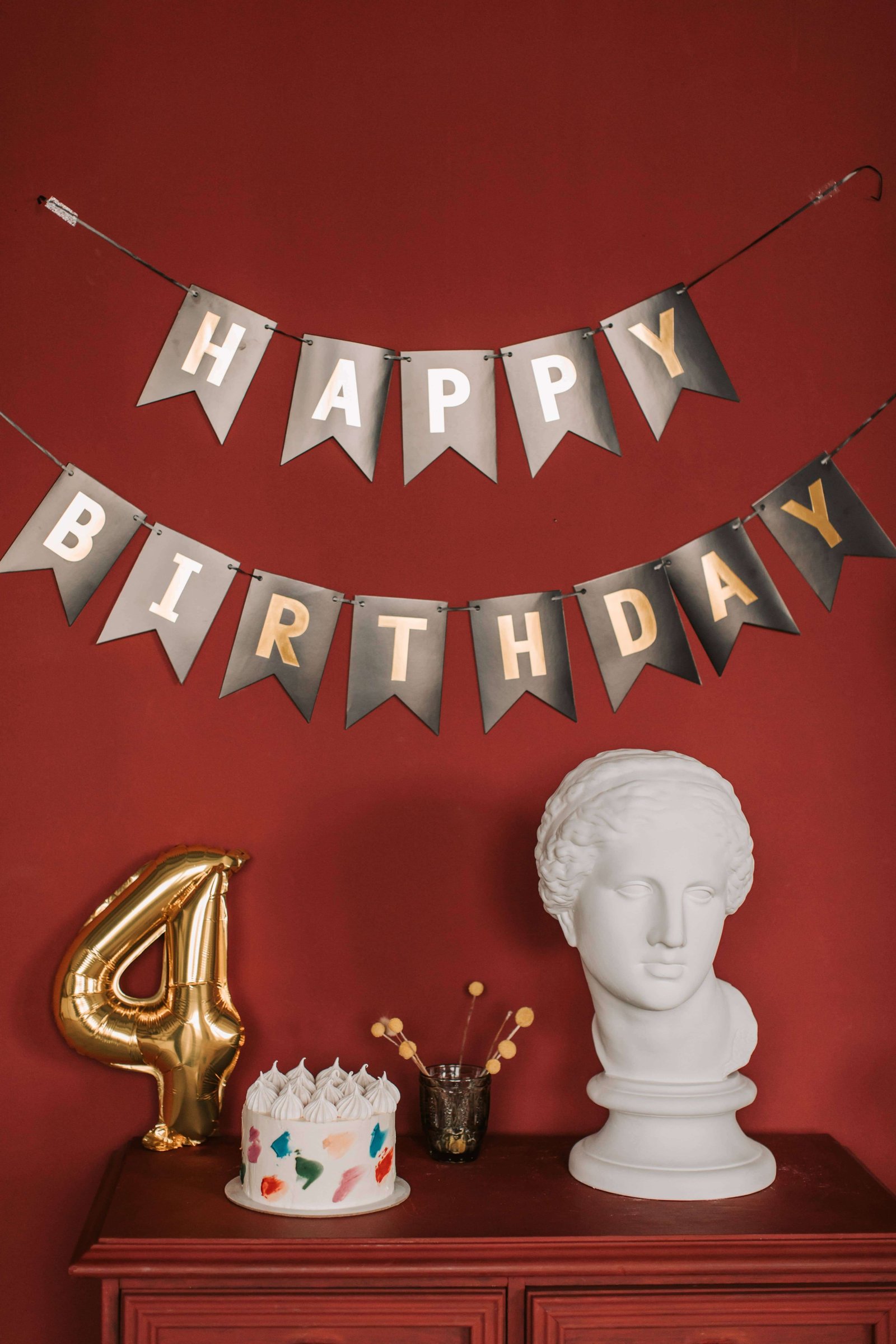 Birthday cake with colorful candles ready for gifting